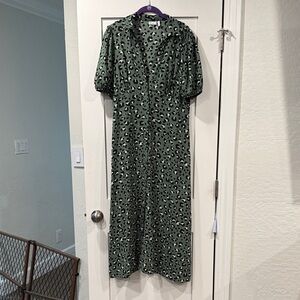 ASOS Green Animal Print Long Sleeve Dress